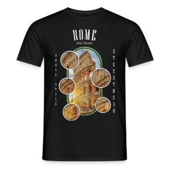 Rome Italie Ville Skyline Colisée Accueil Amour - T-shirt homme - noir - Devant - AI Model Male 178 light (178cm)