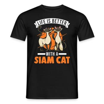 Life is better with a Siam Cat Siamkatze - Men's T-Shirt - black - Front - AI Model Male 178 light (178cm)
