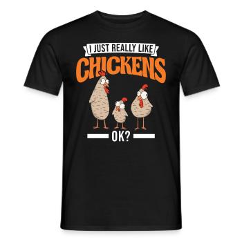 J’aime vraiment Les poulets ok Hühner - T-shirt homme - noir - Devant - AI Model Male 178 light (178cm)
