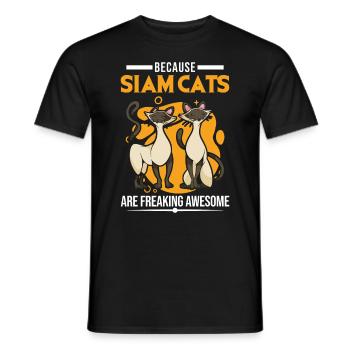 Because Siam Cats are freaking awesome Siamese cat - Men's T-Shirt - black - Front - AI Model Male 178 light (178cm)
