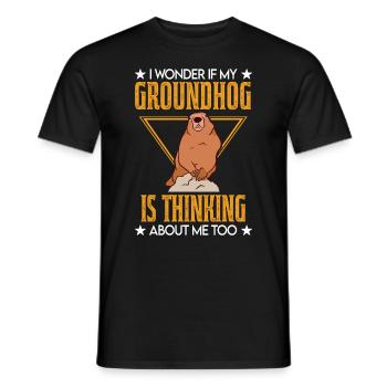 Marmot Gift Groundhog Day Marmot - Men's T-Shirt - black - Front - AI Model Male 178 light (178cm)