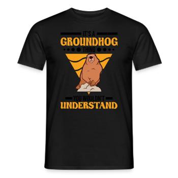Murmeltier Ding Groundhog Day Marmot - Men's T-Shirt - black - Front - AI Model Male 178 light (178cm)