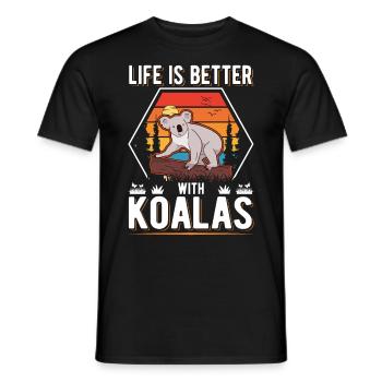 Life is better with Koalas Koala Bear - Men's T-Shirt - black - Front - AI Model Male 178 light (178cm)