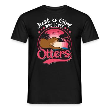 Otter Girl Otter Sea Otter - Men's T-Shirt - black - Front - AI Model Male 178 light (178cm)