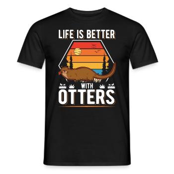 La vie est meilleure avec Otters Otter Sea Otter - T-shirt homme - noir - Devant - AI Model Male 178 light (178cm)
