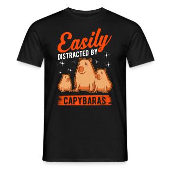 Easily distracted by Capybaras Wasserschwein - Männer T-Shirt - Schwarz - Vorne - AI Model Male 178 light (178cm)