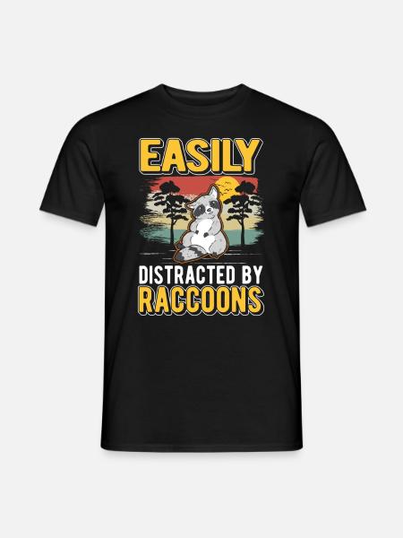 Easily distracted by Raccoons Waschbär - T-shirt herr - svart