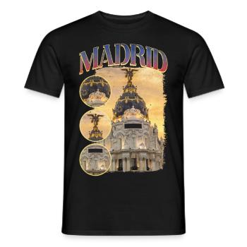 Madrid Spain City Skyline Home Love Holidays - Men's T-Shirt - black - Front - AI Model Male 178 light (178cm)