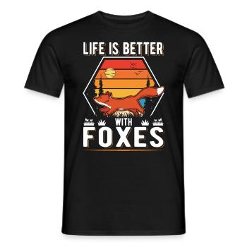 La vie est meilleure avec Foxes Fuchs - T-shirt homme - noir - Devant - AI Model Male 178 light (178cm)