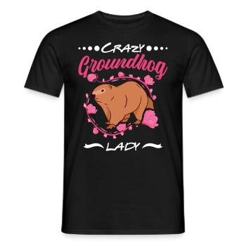 Verrückte Murmeltier Frau Crazy Groundhog lady - Männer T-Shirt - Schwarz - Vorne - AI Model Male 178 light (178cm)