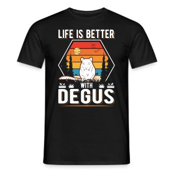 Life is better with Degus - Men's T-Shirt - black - Front - AI Model Male 178 light (178cm)