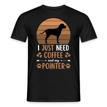 Deutsch Pointer Coffee Retro Dog Cafe - Men's T-Shirt - black - Front - AI Model Male 178 light (178cm)
