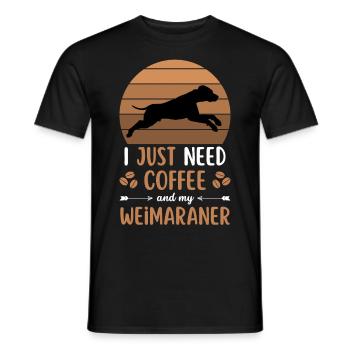 Braque de Weimar Café Retro Dog Cafe - T-shirt homme - noir - Devant - AI Model Male 178 light (178cm)