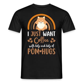 Sweet Dwarf Spitz Coffee Dog Cafe kawaii - T-shirt homme - noir - Devant - AI Model Male 178 light (178cm)