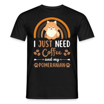 Sweet Dwarf Spitz Dog Coffee Cafe kawaii - T-shirt homme - noir - Devant - AI Model Male 178 light (178cm)