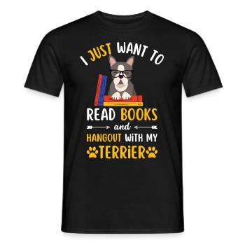 Cute Boston Terrier Book Books kawaii - Men's T-Shirt - black - Front - AI Model Male 178 light (178cm)
