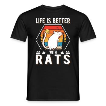 La vie est meilleure avec Rats Rat Hausratte - T-shirt homme - noir - Devant - AI Model Male 178 light (178cm)