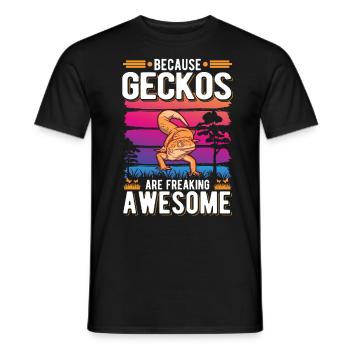 Because Geckos are freaking awesome - Männer T-Shirt - Schwarz - Vorne - AI Model Male 178 light (178cm)