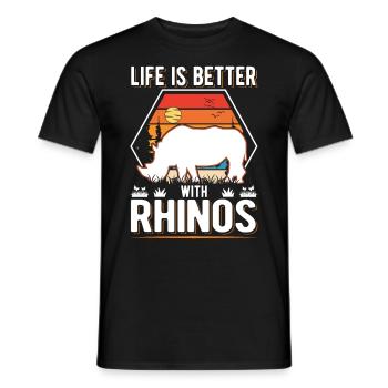 Life is better with Rhinos Nashorn - Männer T-Shirt - Schwarz - Vorne - AI Model Male 178 light (178cm)