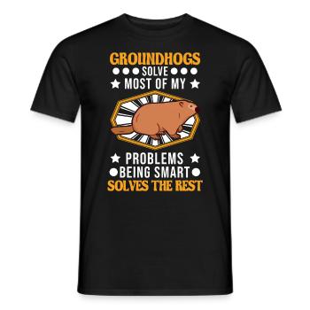 Marmot Gift Groundhog Day Marmot - Men's T-Shirt - black - Front - AI Model Male 178 light (178cm)