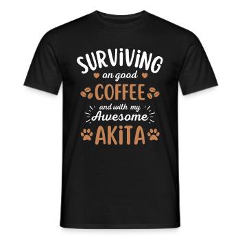 Akita Kaffee Hund Cafe - Männer T-Shirt - Schwarz - Vorne - AI Model Male 178 light (178cm)