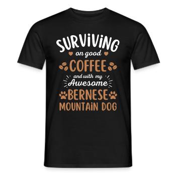 Bernese Mountain Dog Coffee Dog Cafe - T-shirt homme - noir - Devant - AI Model Male 178 light (178cm)
