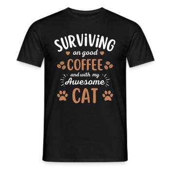 Katze & Kaffee Katze Cafe - Männer T-Shirt - Schwarz - Vorne - AI Model Male 178 light (178cm)