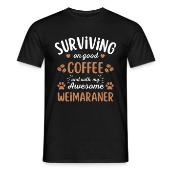 Weimaraner Coffee Dog Cafe - T-shirt homme - noir - Devant - AI Model Male 178 light (178cm)