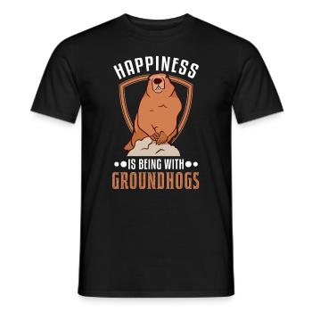 Happiness is being with Groundhogs Marmot - Men's T-Shirt - black - Front - AI Model Male 178 light (178cm)