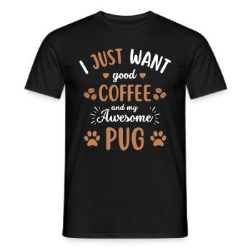 Pug Coffee Dog Cafe - T-shirt homme - noir - Devant - AI Model Male 178 light (178cm)