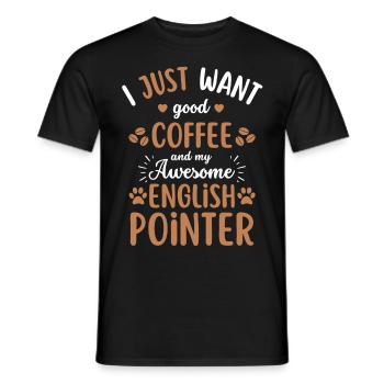 Deutsch Pointer Coffee Dog Cafe - Men's T-Shirt - black - Front - AI Model Male 178 light (178cm)