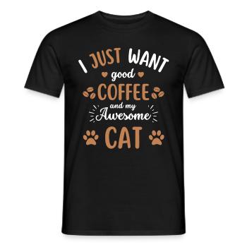 Katze & Kaffee Katze Cafe - Männer T-Shirt - Schwarz - Vorne - AI Model Male 178 light (178cm)