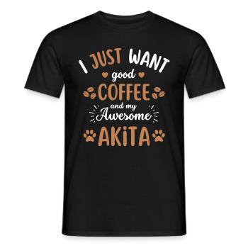 Akita Kaffee Hund Cafe - Männer T-Shirt - Schwarz - Vorne - AI Model Male 178 light (178cm)