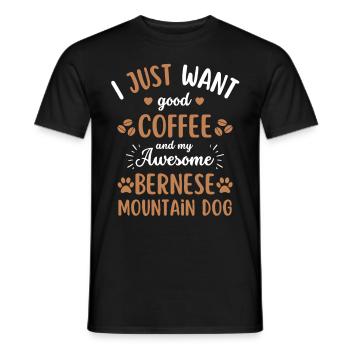Bernese Mountain Dog Coffee Dog Cafe - T-shirt homme - noir - Devant - AI Model Male 178 light (178cm)