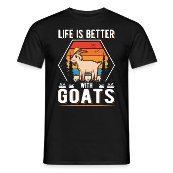 La vie est meilleure avec goats Ziegen Ziegenwirt - T-shirt homme - noir - Devant - AI Model Male 178 light (178cm)