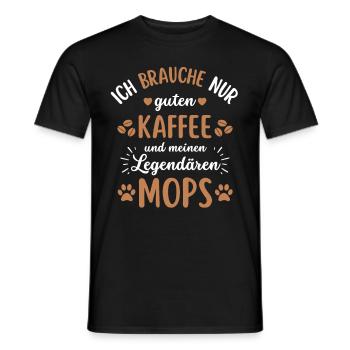 Mops Kaffee Hund Cafe - Männer T-Shirt - Schwarz - Vorne - AI Model Male 178 light (178cm)