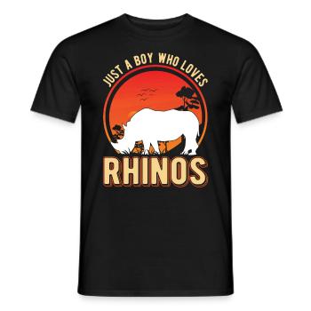 Just a Boy who loves Rhinos Nashorn - Männer T-Shirt - Schwarz - Vorne - AI Model Male 178 light (178cm)