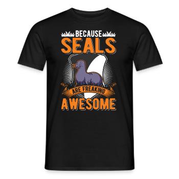 Because Seal are freaking awesome Robbe - Men's T-Shirt - black - Front - AI Model Male 178 light (178cm)