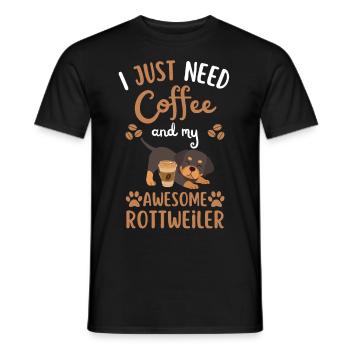 Sweet Rottweiler Café Chien Café kawaii - T-shirt homme - noir - Devant - AI Model Male 178 light (178cm)
