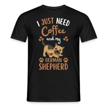 Sweet German Shepherd Coffee Cafe kawaii - Men's T-Shirt - black - Front - AI Model Male 178 light (178cm)