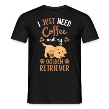 Sweet Golden Retriever Café Chien Café kawaii - T-shirt homme - noir - Devant - AI Model Male 178 light (178cm)