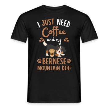 Sweet Bernese Mountain Dog Coffee Dog Cafe kawaii - Men's T-Shirt - black - Front - AI Model Male 178 light (178cm)