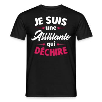 Je Suis Une Assistante Qui Déchire - T-shirt homme - noir - Devant - AI Model Male 178 light (178cm)