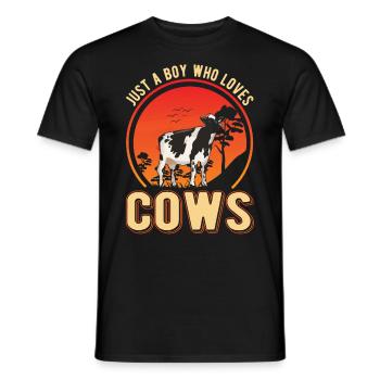 Vache Jeunes bovins Vaches Éleveur de bovins - T-shirt homme - noir - Devant - AI Model Male 178 light (178cm)