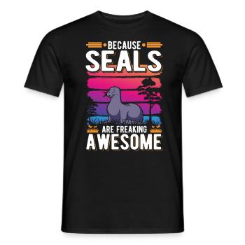 Because Seal are freaking awesome Robbe - Men's T-Shirt - black - Front - AI Model Male 178 light (178cm)