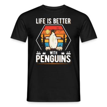 Life is better with Penguins Penguin - Men's T-Shirt - black - Front - AI Model Male 178 light (178cm)
