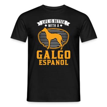 Life is better with a Galgo Espanol - Men's T-Shirt - black - Front - AI Model Male 178 light (178cm)