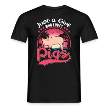 Schweine Mädchen Schweinebauer - Männer T-Shirt - Schwarz - Vorne - AI Model Male 178 light (178cm)