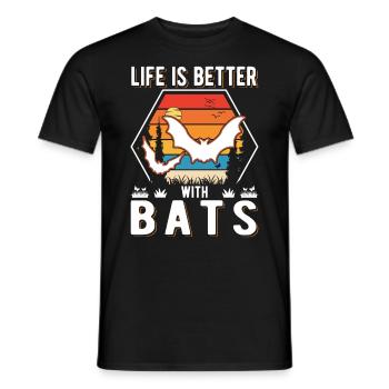 Life is better with Bats Bat - Men's T-Shirt - black - Front - AI Model Male 178 light (178cm)