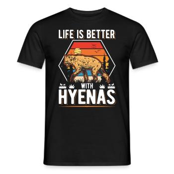 Life is better with Hyenas Hyena - Men's T-Shirt - black - Front - AI Model Male 178 light (178cm)